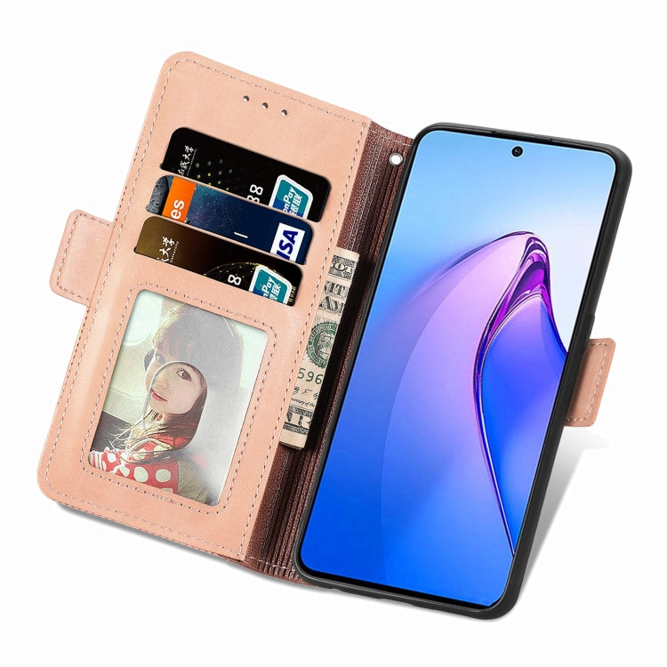 For OPPO Reno8 Pro Grid Leather Flip Phone Case