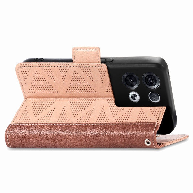 For OPPO Reno8 Pro Grid Leather Flip Phone Case