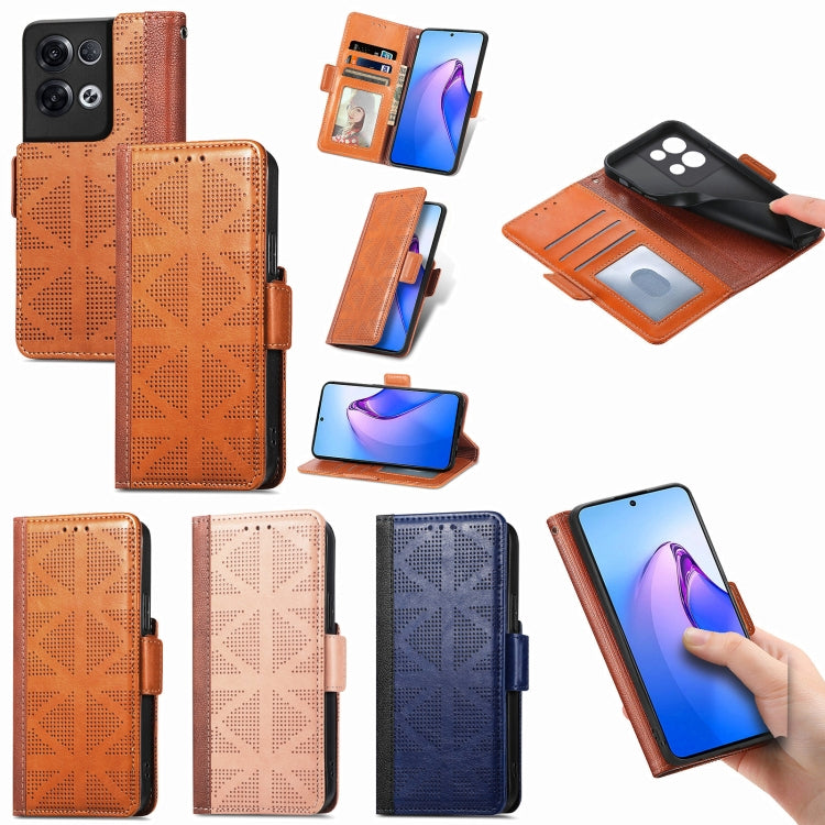 For OPPO Reno8 Pro Grid Leather Flip Phone Case