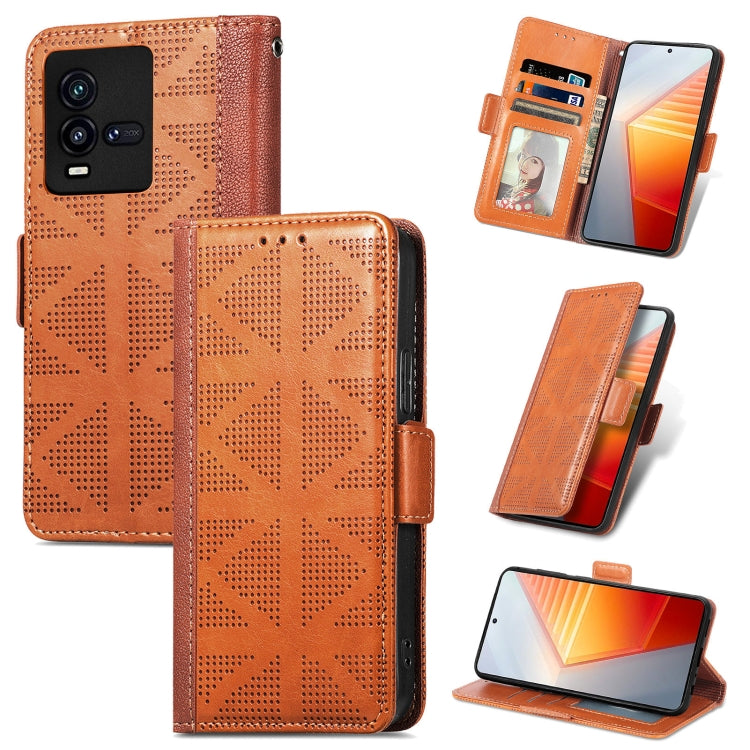 For vivo iQOO 10 Grid Leather Flip Phone Case
