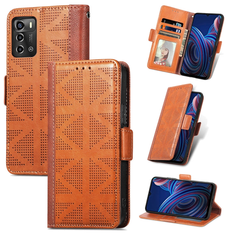 For ZTE Blade A72 4G Grid Leather Flip Phone Case