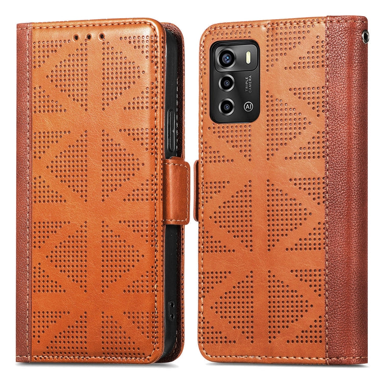 For ZTE Blade A72 4G Grid Leather Flip Phone Case