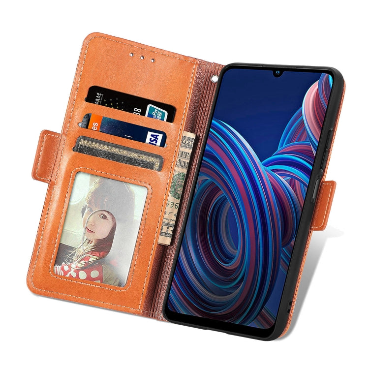 For ZTE Blade A72 4G Grid Leather Flip Phone Case