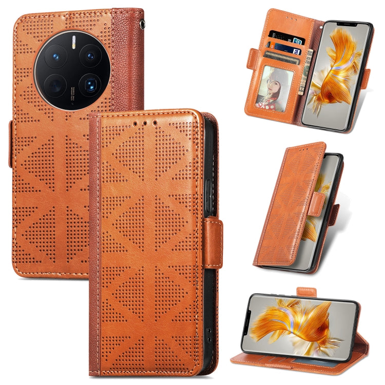 For Huawei Mate 50 Pro Grid Leather Flip Phone Case