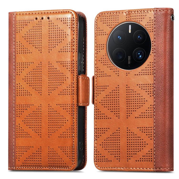 For Huawei Mate 50 Pro Grid Leather Flip Phone Case