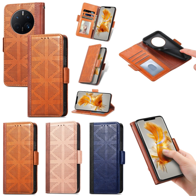 For Huawei Mate 50 Pro Grid Leather Flip Phone Case