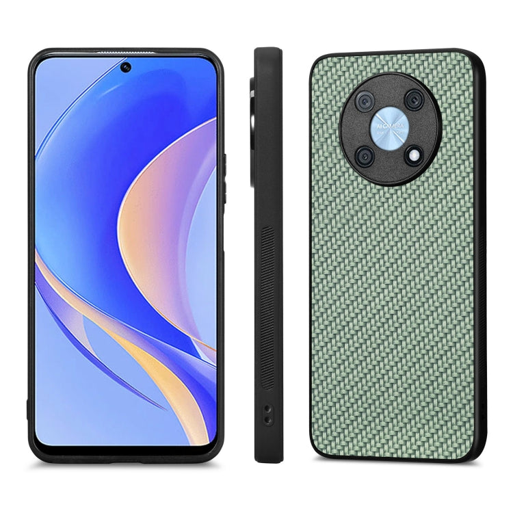 For Huawei Nova Y90 Carbon Fiber Texture Leather Back Cover Phone Case