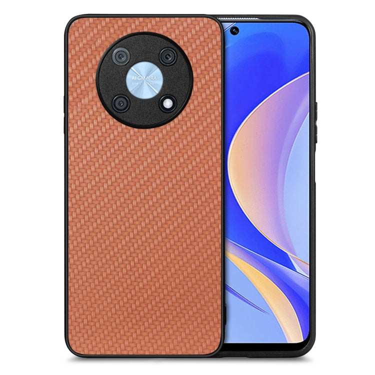 For Huawei Nova Y90 Carbon Fiber Texture Leather Back Cover Phone Case