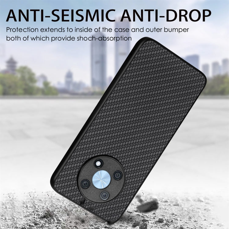 For Huawei Nova Y90 Carbon Fiber Texture Leather Back Cover Phone Case