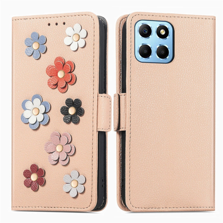 For Honor X8 5G Stereoscopic Flowers Leather Phone Case