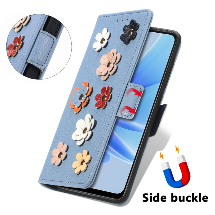 For OPPO A17 Stereoscopic Flowers Leather Phone Case