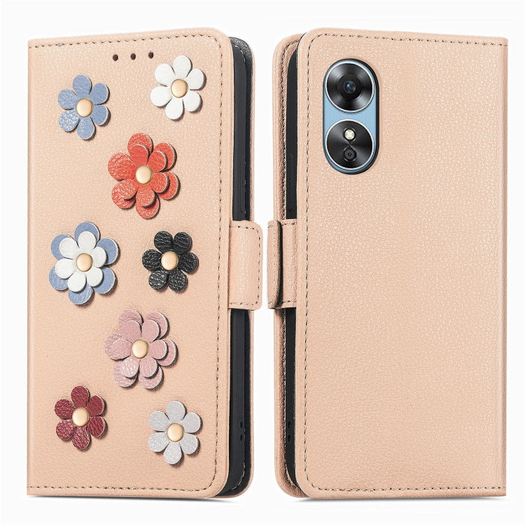 For OPPO A17 Stereoscopic Flowers Leather Phone Case
