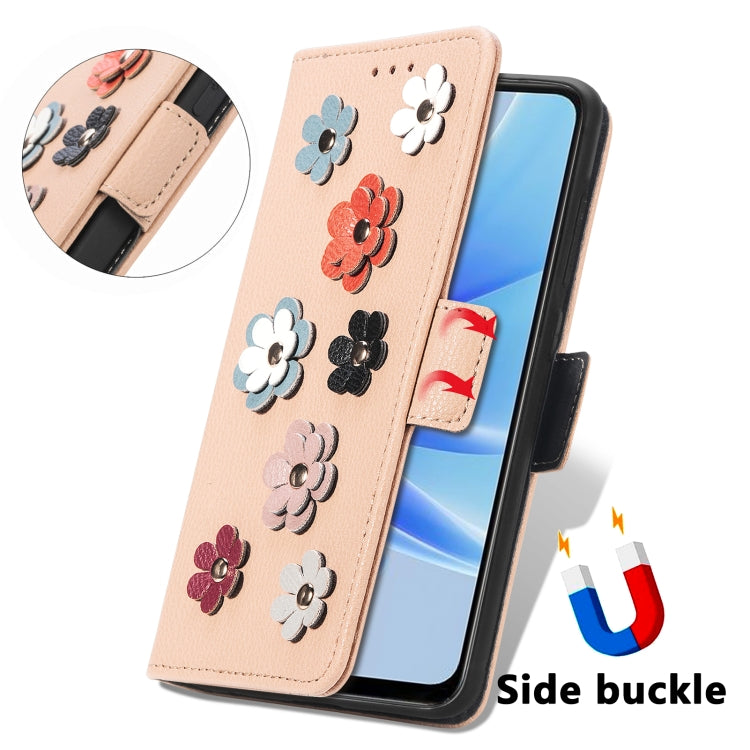 For OPPO A17 Stereoscopic Flowers Leather Phone Case