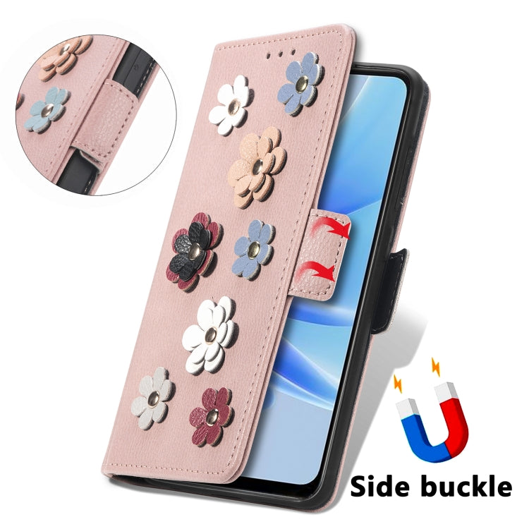 For OPPO A17 Stereoscopic Flowers Leather Phone Case