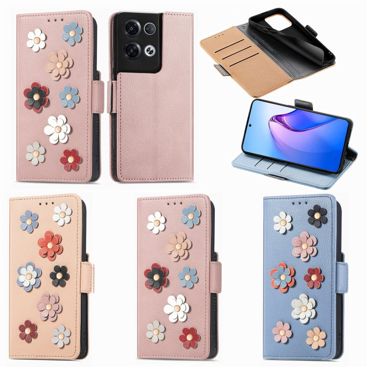 For OPPO Reno8 Pro Stereoscopic Flowers Leather Phone Case