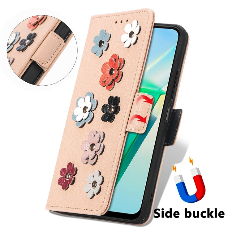 For vivo T2X Stereoscopic Flowers Leather Phone Case