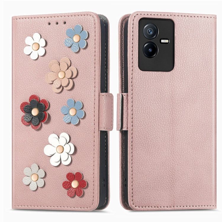 For vivo T2X Stereoscopic Flowers Leather Phone Case
