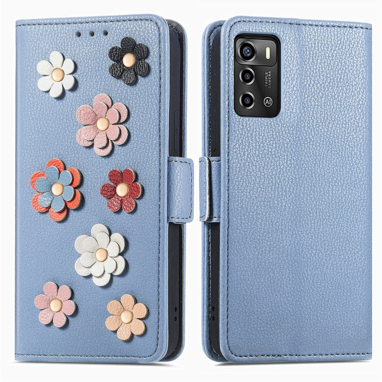 For ZTE Blade A72 4G Stereoscopic Flowers Leather Phone Case