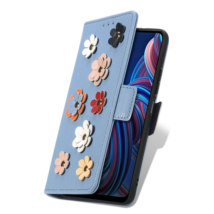 For ZTE Blade A72 4G Stereoscopic Flowers Leather Phone Case