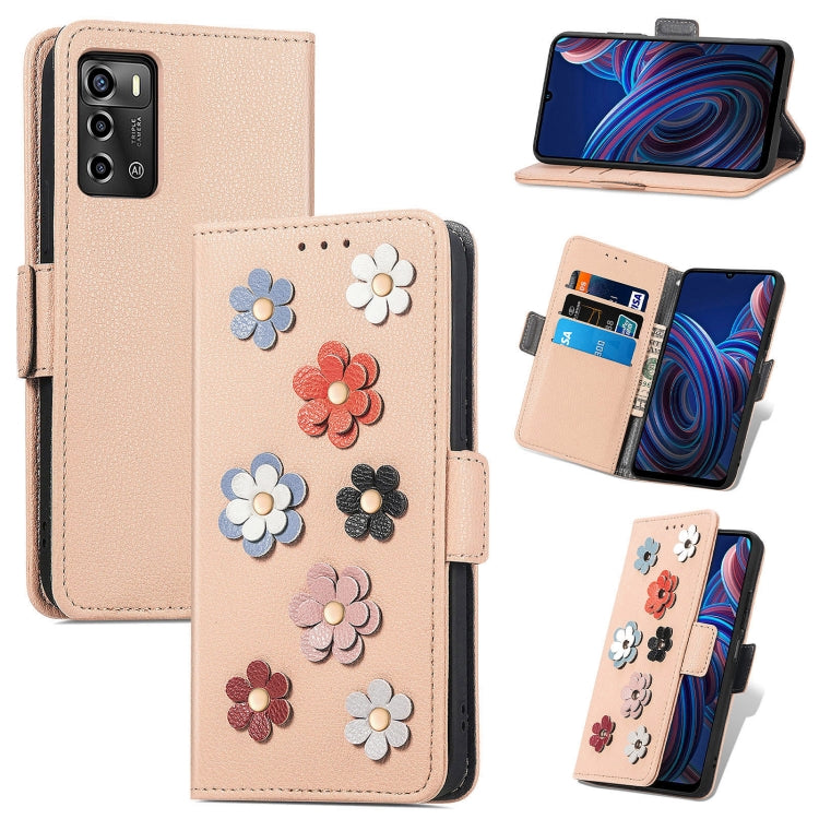 For ZTE Blade A72 4G Stereoscopic Flowers Leather Phone Case