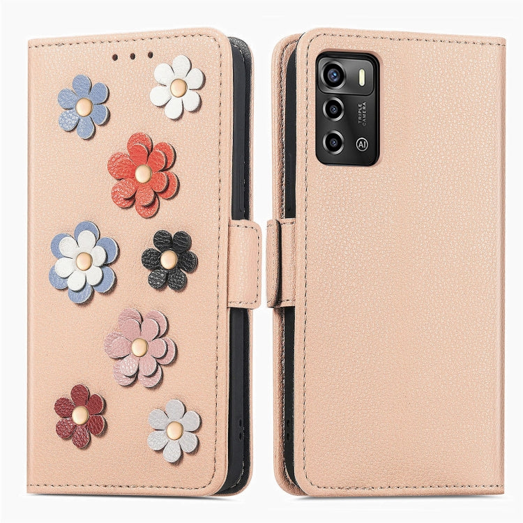 For ZTE Blade A72 4G Stereoscopic Flowers Leather Phone Case