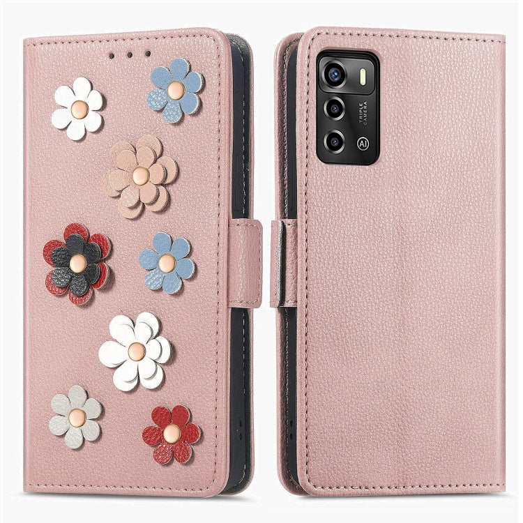 For ZTE Blade A72 4G Stereoscopic Flowers Leather Phone Case