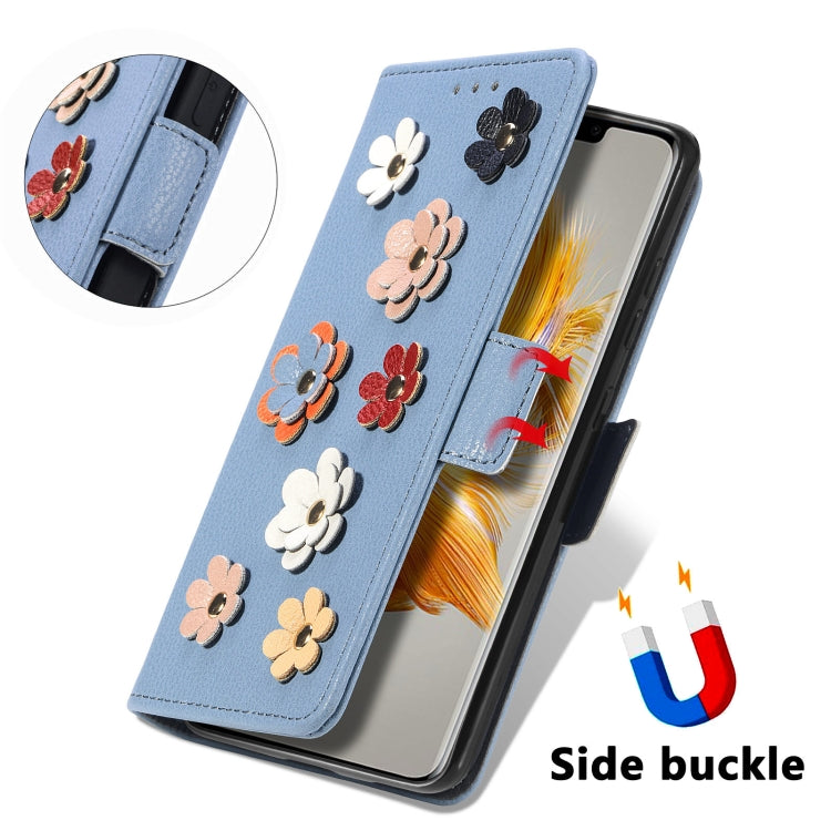 For Huawei Mate 50 Pro Stereoscopic Flowers Leather Phone Case