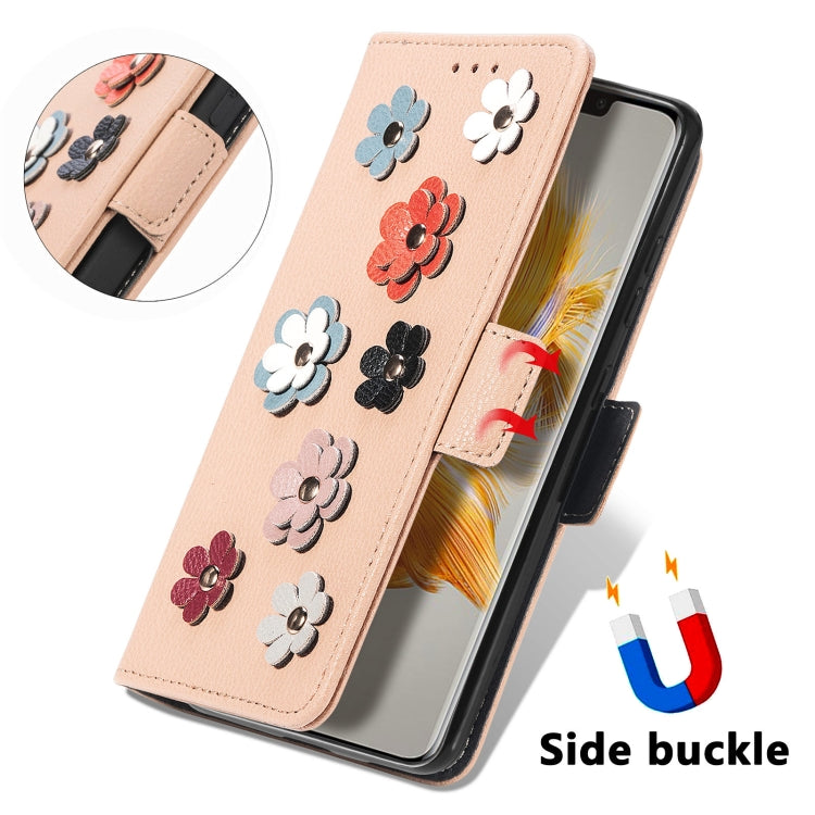 For Huawei Mate 50 Pro Stereoscopic Flowers Leather Phone Case
