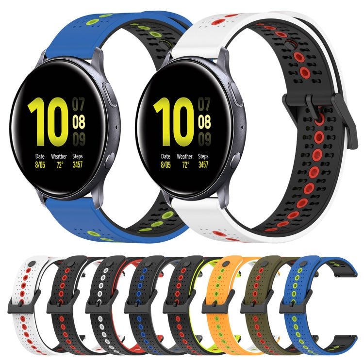 For Samsung Galaxy Watch Active2 44mm 20mm Tricolor Breathable Silicone Watch Band