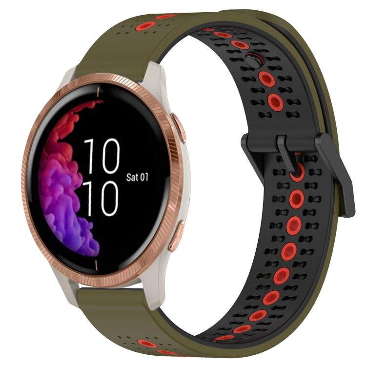For Garmin Venu 20mm Tricolor Breathable Silicone Watch Band