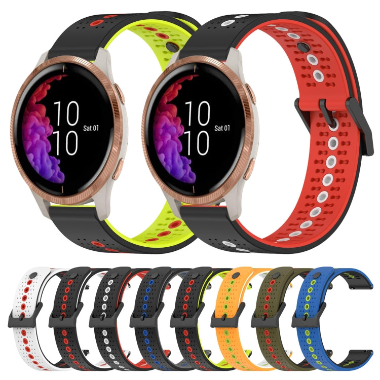 For Garmin Venu 20mm Tricolor Breathable Silicone Watch Band