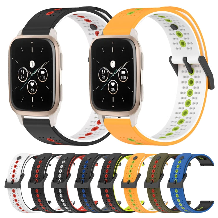 For Garmin Forerunner Sq2 Music 20mm Tricolor Breathable Silicone Watch Band