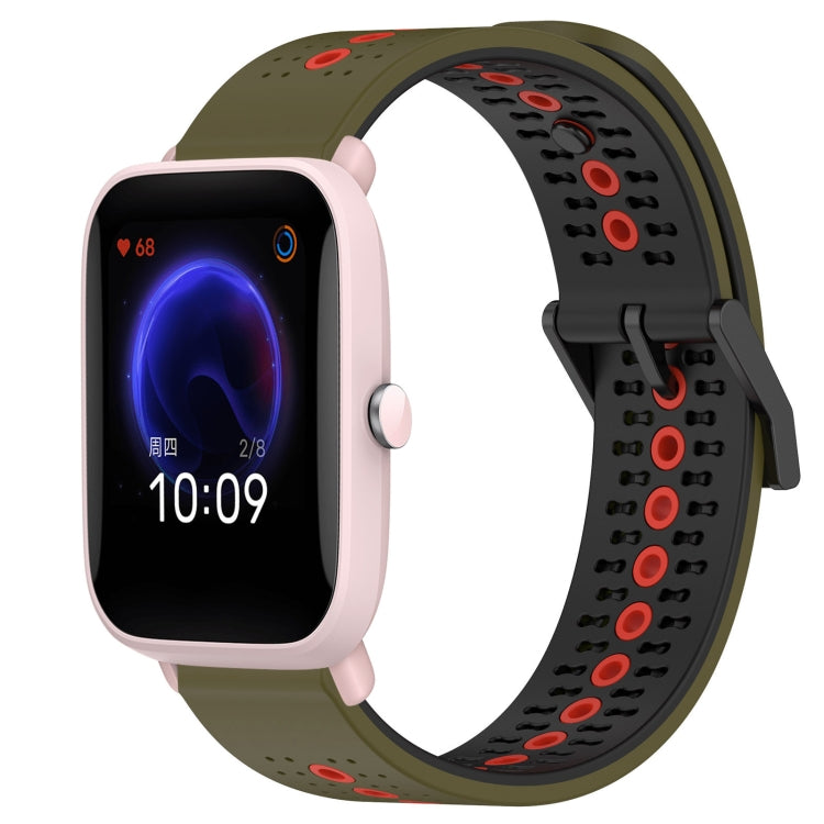 For Amazfit Pop Pro 20mm Tricolor Breathable Silicone Watch Band