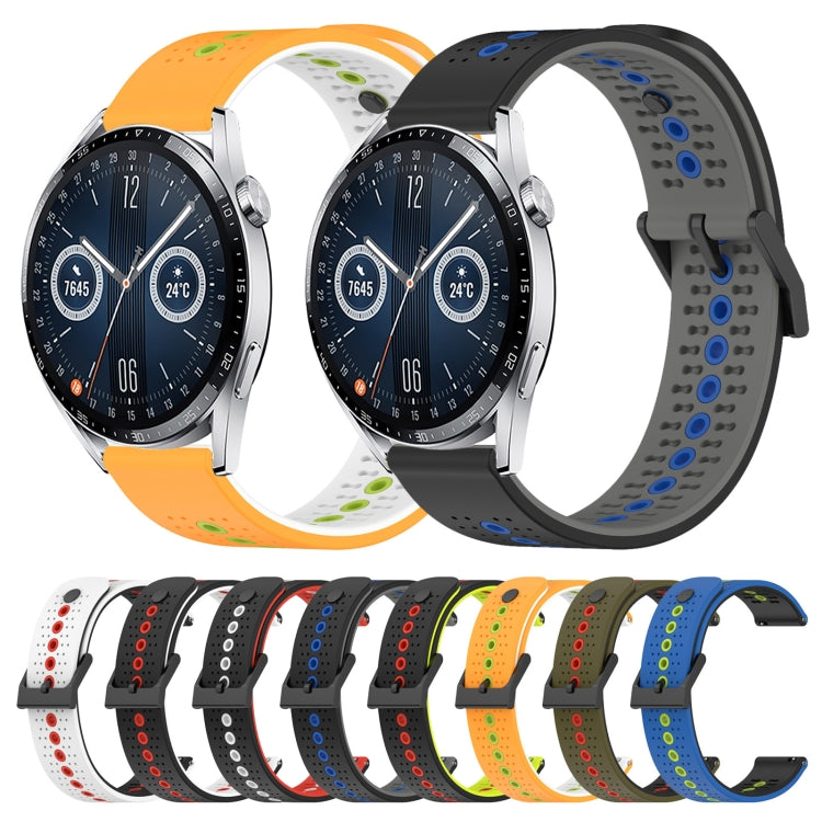 For Huawei Watch GT3 46mm 22mm Tricolor Breathable Silicone Watch Band