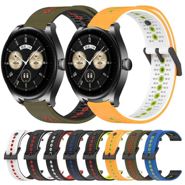 For Huawei Watch Buds 22mm Tricolor Breathable Silicone Watch Band