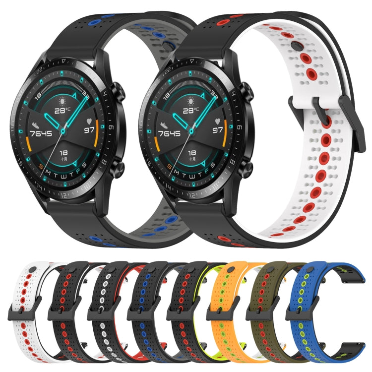 For Huawei GT2 46mm 22mm Tricolor Breathable Silicone Watch Band