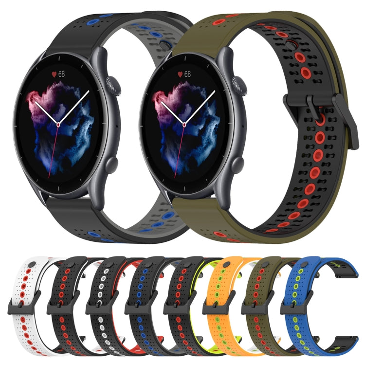 For Amazfit 3 22mm Tricolor Breathable Silicone Watch Band