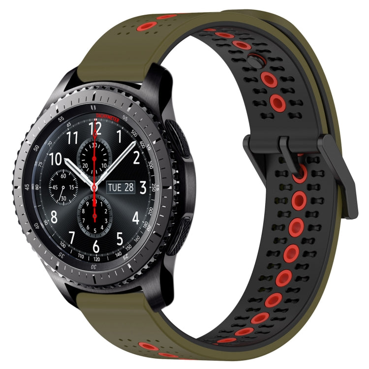For Samsung Gear S3 Frontier 22mm Tricolor Breathable Silicone Watch Band