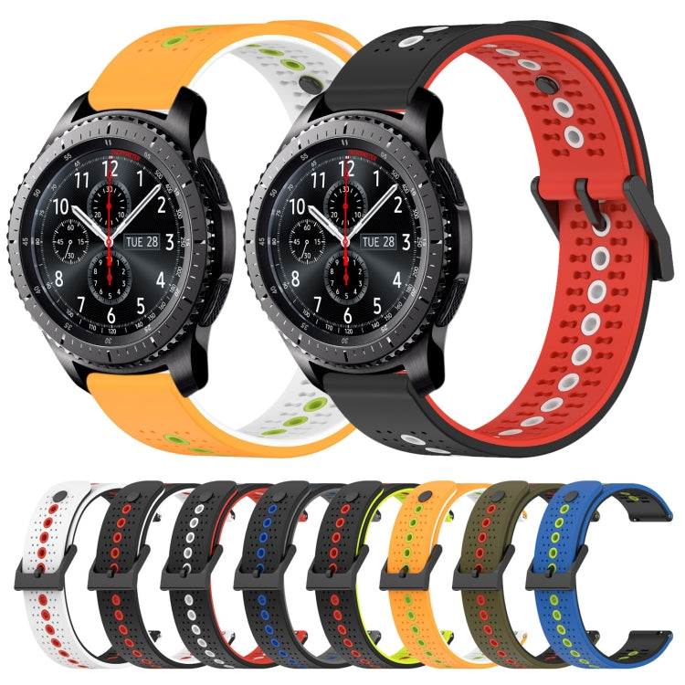 For Samsung Gear S3 Frontier 22mm Tricolor Breathable Silicone Watch Band