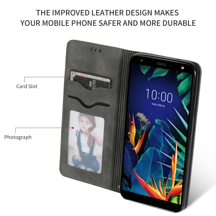Retro Skin Feel Business Magnetic Horizontal Flip Leather Case for LG K40 / K12 / K12 Plus, with Holder & Card Slots & Photo Frame