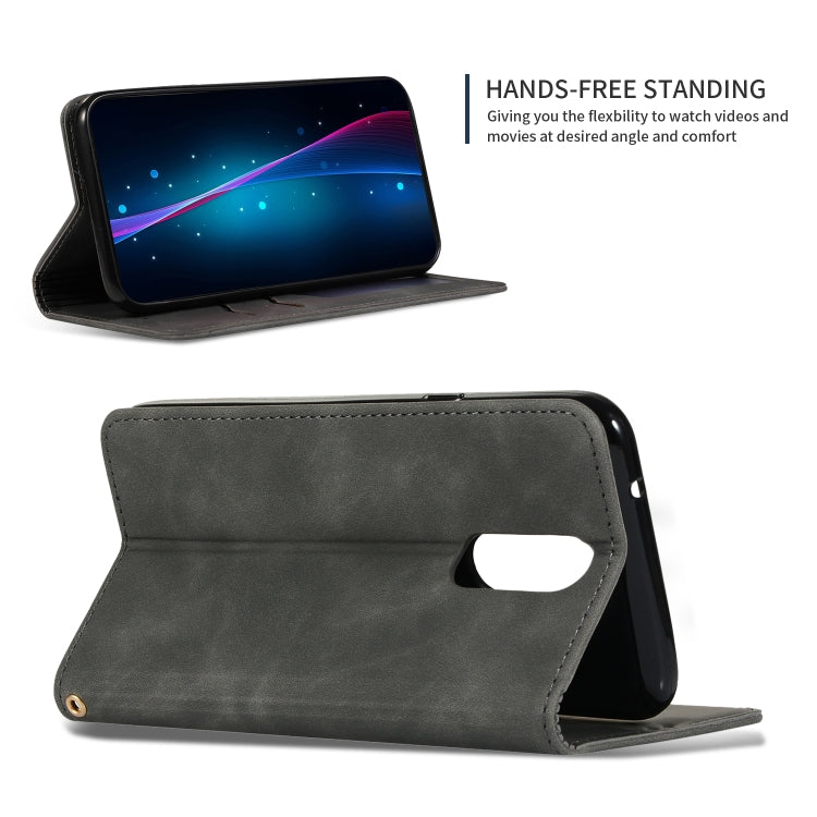 Retro Skin Feel Business Magnetic Horizontal Flip Leather Case for LG K40 / K12 / K12 Plus, with Holder & Card Slots & Photo Frame