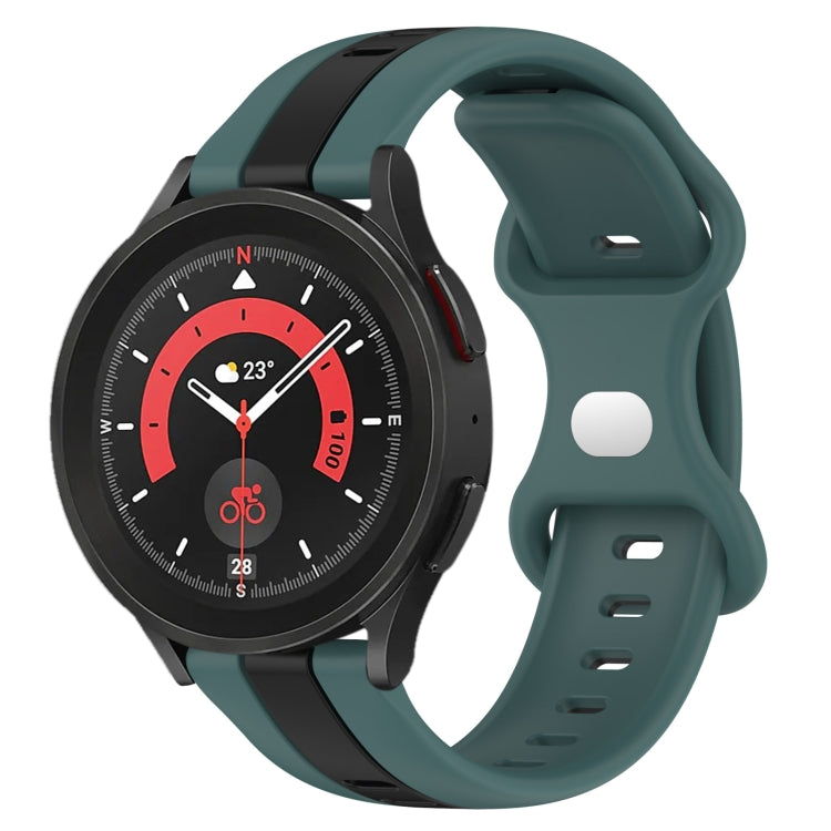 For Samsung Galaxy Watch5 Pro 45mm 20mm Butterfly Buckle Two-Color Silicone Watch Band