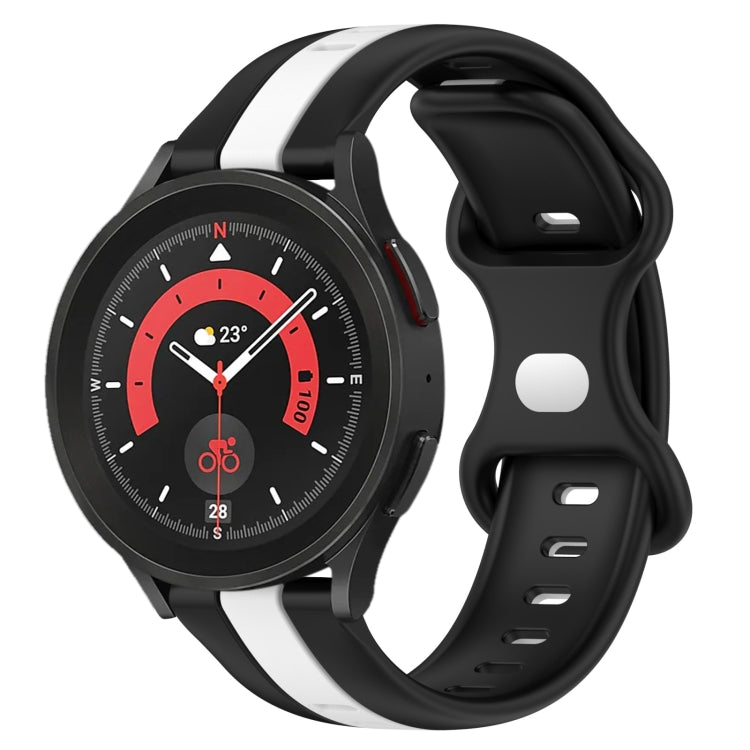For Samsung Galaxy Watch5 Pro 45mm 20mm Butterfly Buckle Two-Color Silicone Watch Band