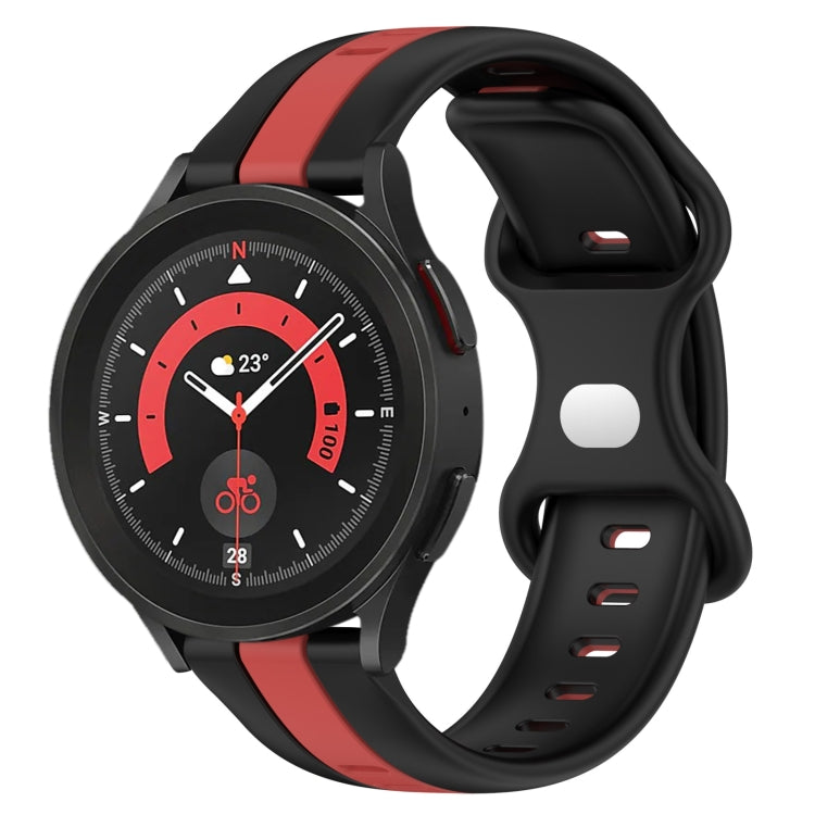 For Samsung Galaxy Watch5 Pro 45mm 20mm Butterfly Buckle Two-Color Silicone Watch Band