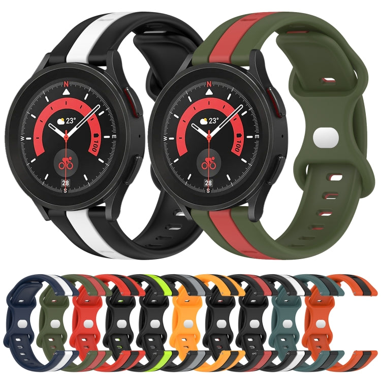 For Samsung Galaxy Watch5 Pro 45mm 20mm Butterfly Buckle Two-Color Silicone Watch Band