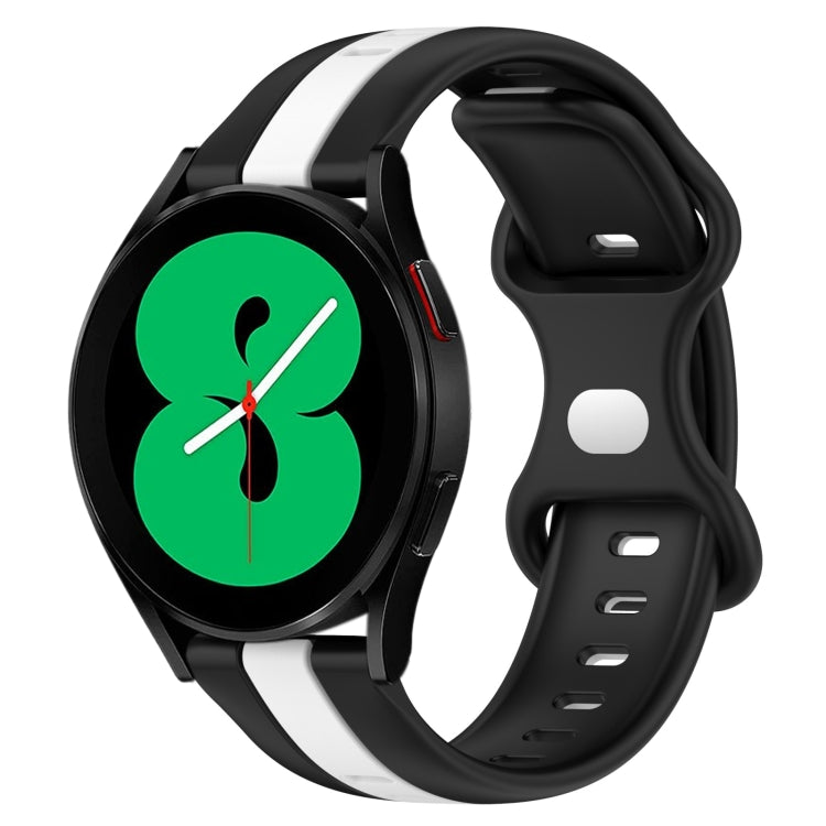 For Samsung Galaxy Watch4 44mm 20mm Butterfly Buckle Two-Color Silicone Watch Band