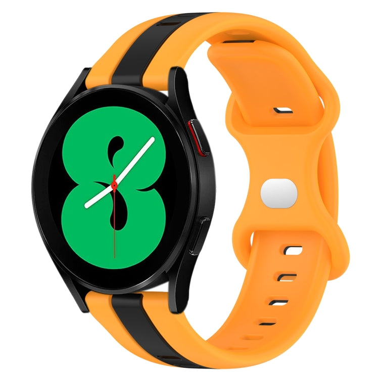 For Samsung Galaxy Watch4 44mm 20mm Butterfly Buckle Two-Color Silicone Watch Band
