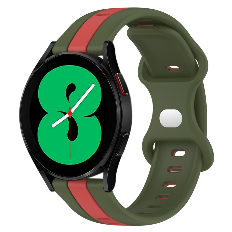 For Samsung Galaxy Watch4 44mm 20mm Butterfly Buckle Two-Color Silicone Watch Band