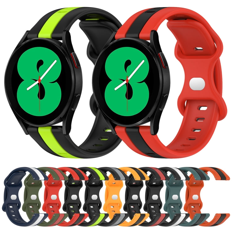 For Samsung Galaxy Watch4 44mm 20mm Butterfly Buckle Two-Color Silicone Watch Band