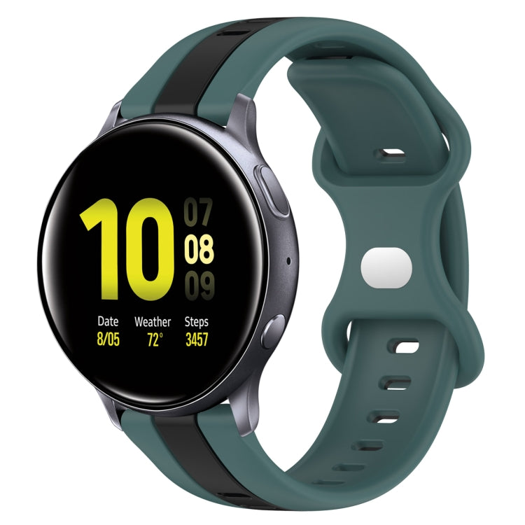 For Samsung Galaxy Watch Active 2 44mm 20mm Butterfly Buckle Two-Color Silicone Watch Band